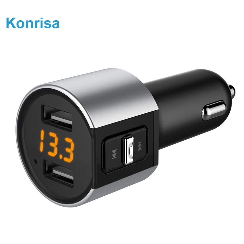 Konrisa fm-передатчик Bluetooth 4,2 автомобильный комплект громкой связи беспроводной A2DP музыкальный плеер 5 в 3.4A двойной usb-порт для зарядки поддержка usb-диска