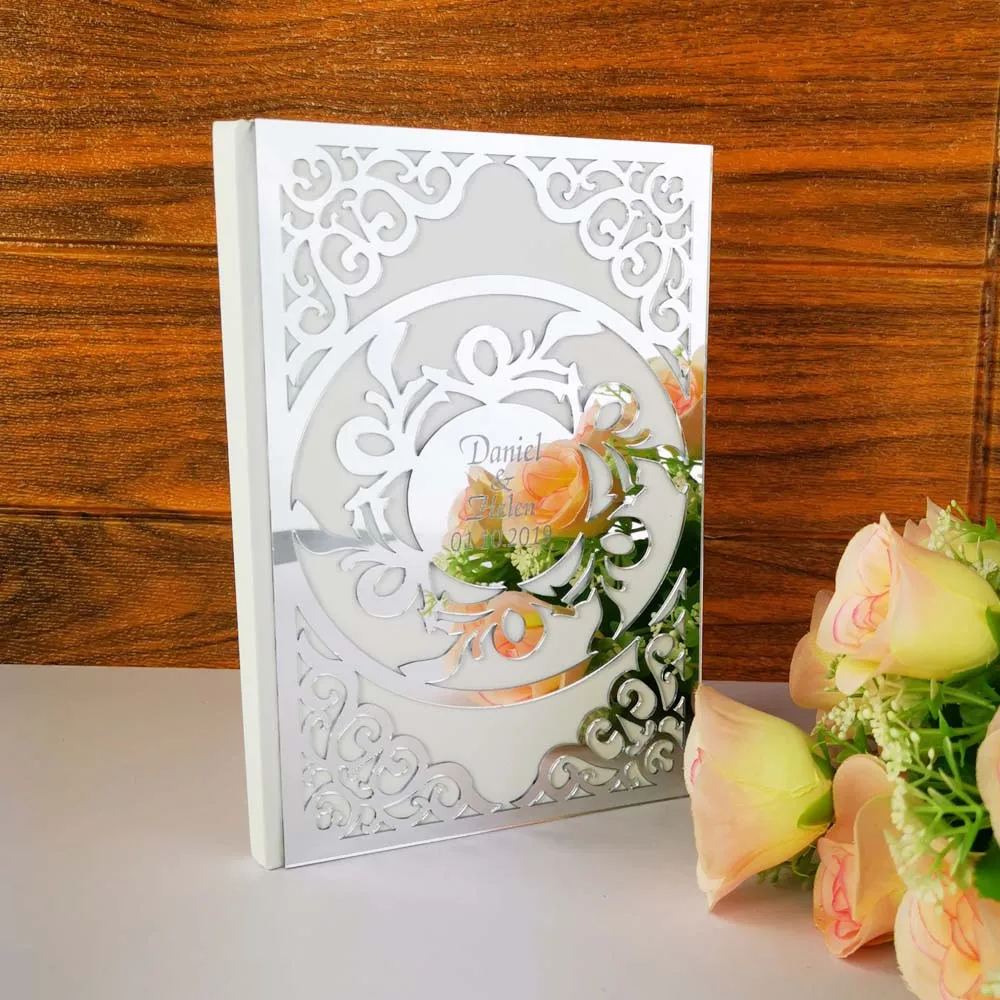 Флуоресцентный желтый Custom Mr&Mrs Wedding Signature Guest Book White Blank Inner Page Personalized Mirror Books Guest Gifts Wedding Party Decor - Цвет: Флуоресцентный желтый