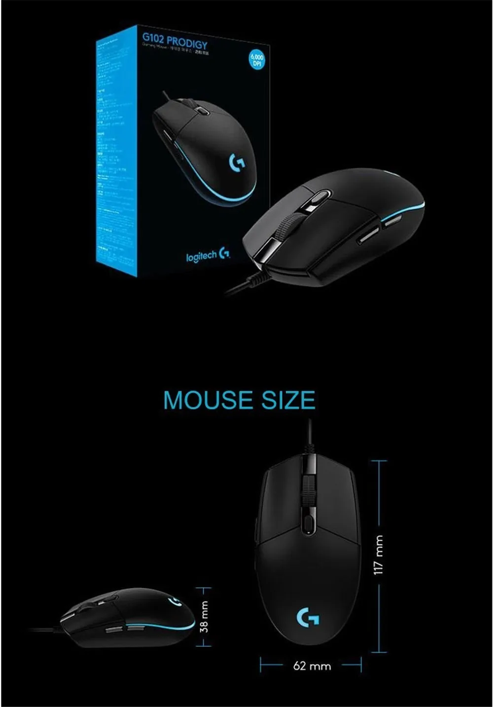 Оригинальная игровая проводная мышь logitech G102, Оптическая Проводная игровая мышь, поддержка настольного компьютера/ноутбука, Поддержка windows 10/8/7