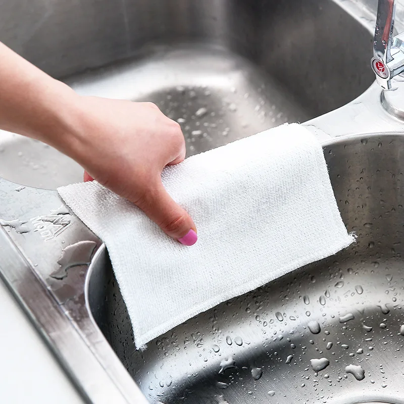 4 Bamboo fiber dish towel lint-free oil-free cloth bamboo charcoal dishcloth wash cloths household kitchen | Дом и сад