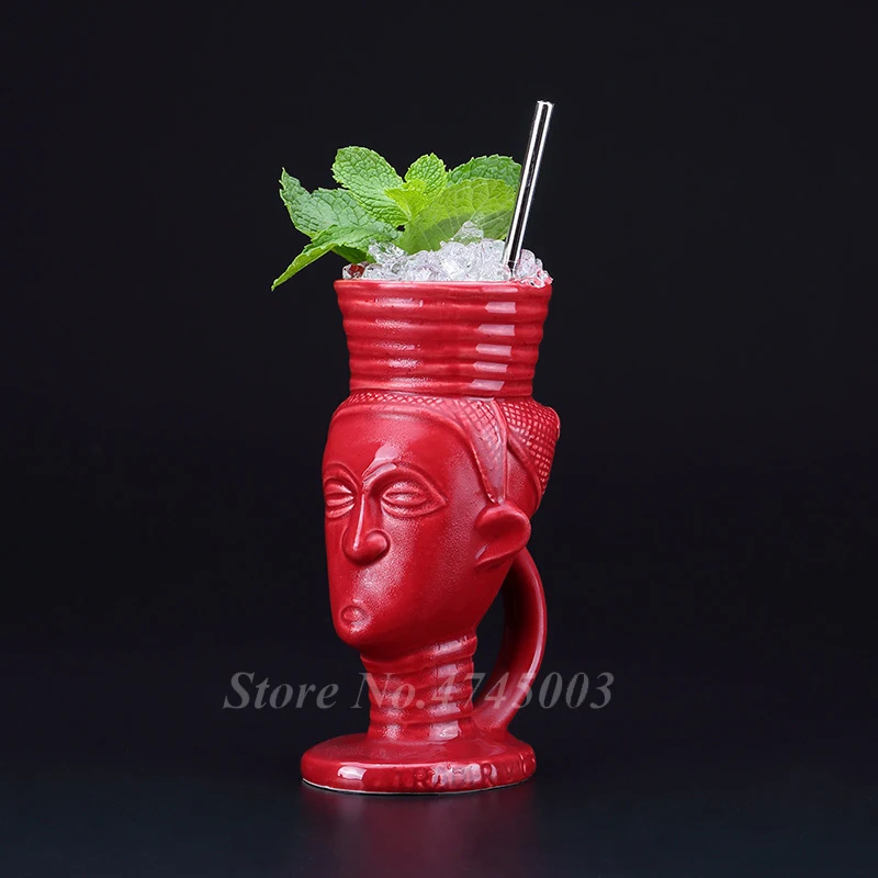 Tiki Mug Hawaii Cocktail Cup Beer Wine Coffee Porcelain Ceramic Mugs Art Crafts Creative 300ml Beverage Easter Islander Bar | Дом и сад