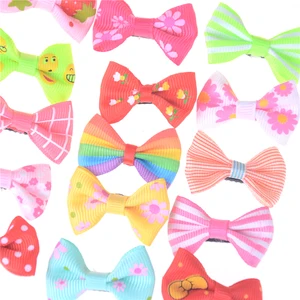 10pcslot Ribbon Hair Clip Colorful Barrettes Hairgrip Headwear Pet Dog Bows Girls Dog Hairpins Hair Accessories