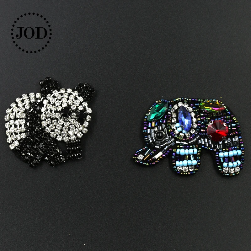 Embroidered Elephant Panda Bead Patches for Clothing Sew on Clothes Patch DIY Rhinestone Diamond Sewing Accessories Badges JOD | Дом и сад