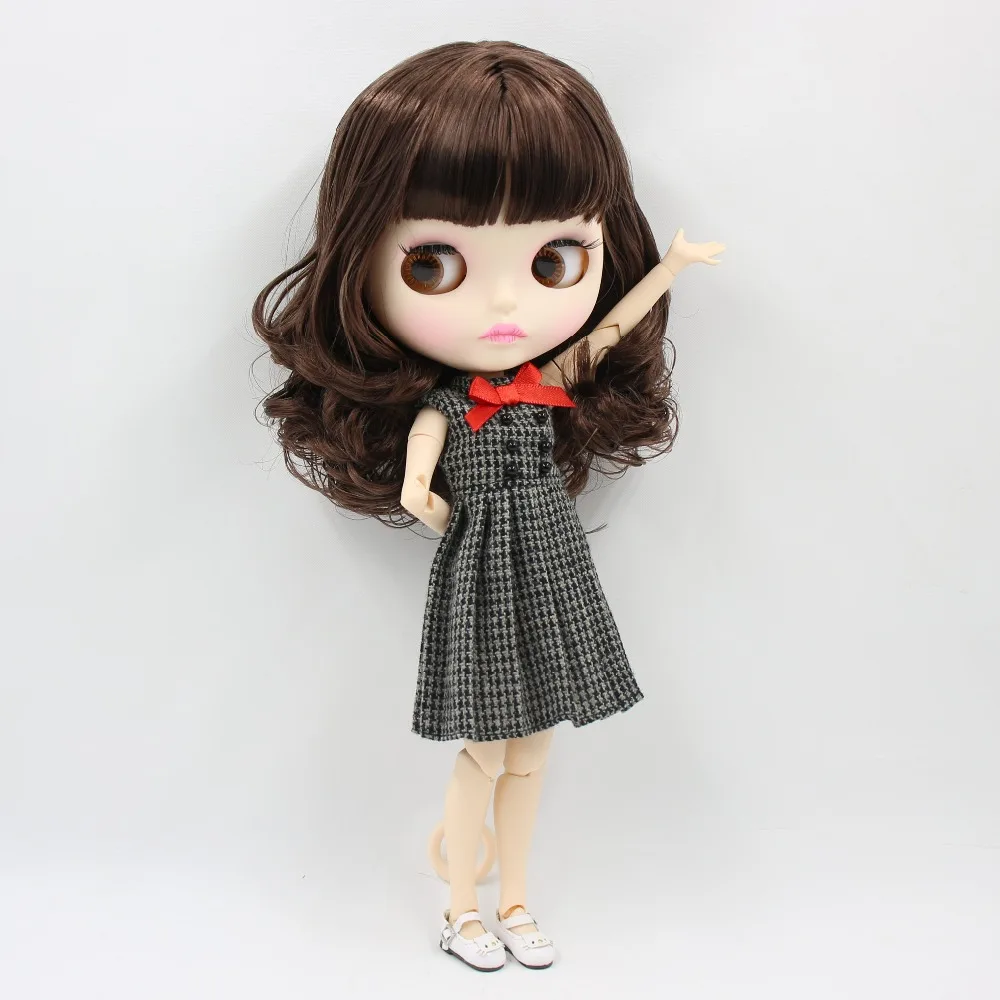 Заводская кукла blyth BL0312, каштановые волосы с челкой, матовое лицо, новая Лицевая панель, губы, вырезание, белая кожа, соединение тела, 30 см, 1/6