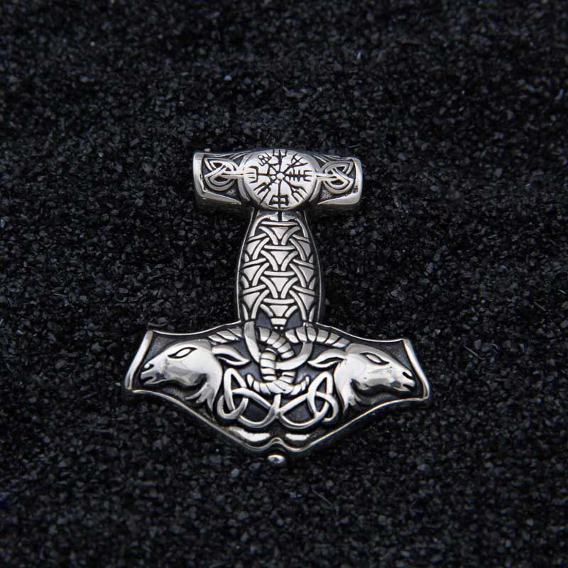 Настоящее серебро 925 проба Viking Goat Viking Thor hammer ожерелье с подвеской из натуральной кожи в подарок