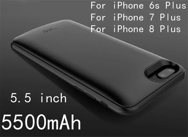 Тонкий противоударный чехол для зарядного устройства для iPhone 6, 6 S, 7, 8 Plus, Внешнее зарядное устройство, задняя крышка, ультра резервный внешний аккумулятор, чехол для зарядки - Цвет: I7P-Black
