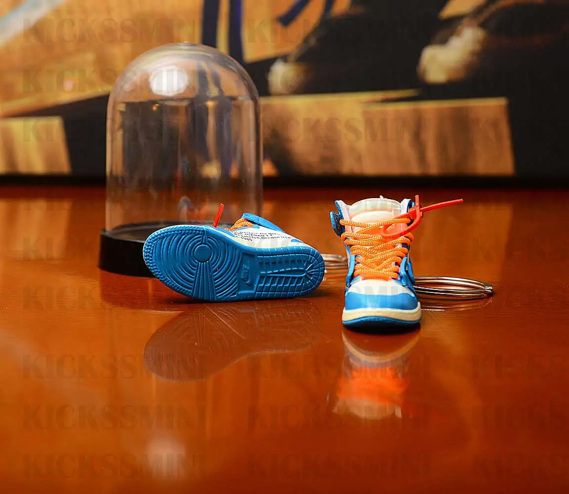 Дропшиппинг aj1 offwhite blue sneaker Кукла аксессуар-брелок Air Jordan 3D мини-кроссовки забанены SpaceJam спортивная обувь брелки