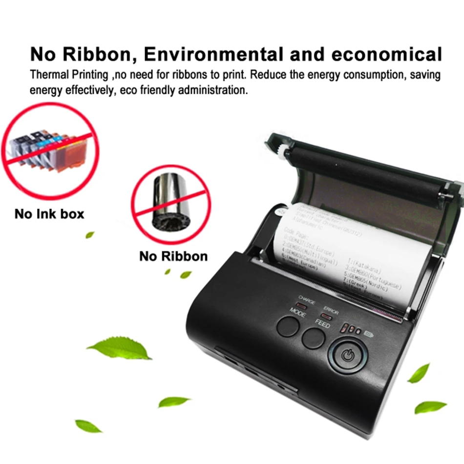 USB+ Bluetooth 80 мм мобильный мини термопринтер литий-ионные аккумуляторы поддержка тайской печати Bluetooth и USB POS принтер 80 мм