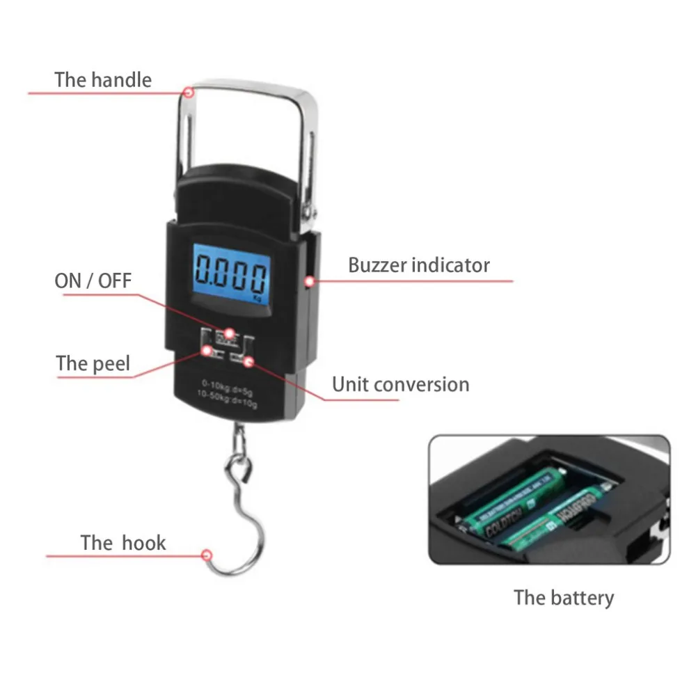 Цифровые Мини весы для рыбалки багажа путешествий 50 кг 10 г|luggage scale|portable scalehanging scale
