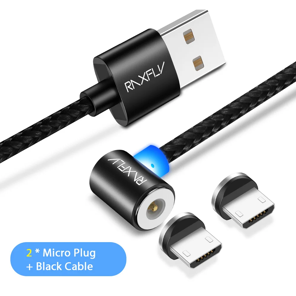 2 Plug Black Cable RAXFLY Магнитная Зарядное устройство для Xiaomi Redmi Note 5 4 4X Магнитная Micro USB кабель для samsung S7 S6 магнит края кабель зарядки провод магнитная зарядка провод для зарядки магнитная зарядка хайоми редми ноут5 - Цвет: 2 Plug Black Cable