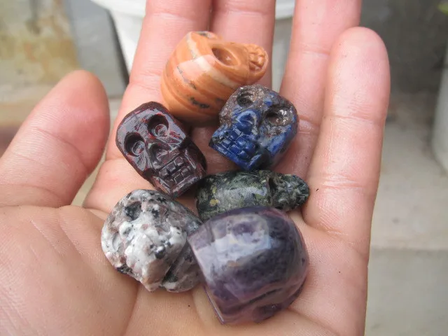 6 шт. натуральный цветной резной кварцовый кристалл исцеление черепа без