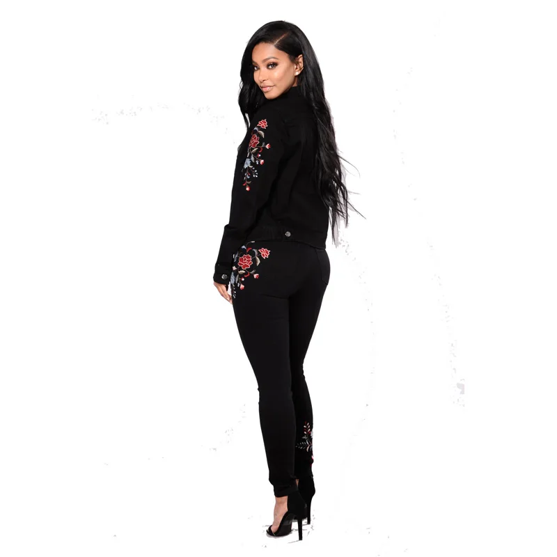 

2019 Women Stretch High Waist Skinny Floral Print Embroidery Jeans Denim Pants Trousers Women Pencil Pant Plus Size 3XL