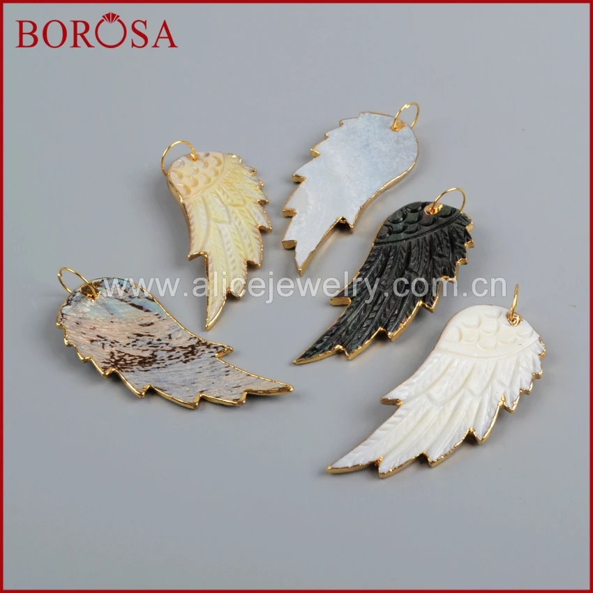 Подвеска с крыльями для ожерелья BOROSA подвеска золотого цвета радужной раковиной