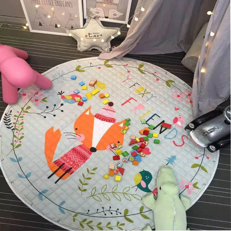 150cm Portable Kids Toy Storage Bag Cartoon Baby Play Mat Toys Organizer Drawstring Pouch Fashion Practical Storage Bags Gift