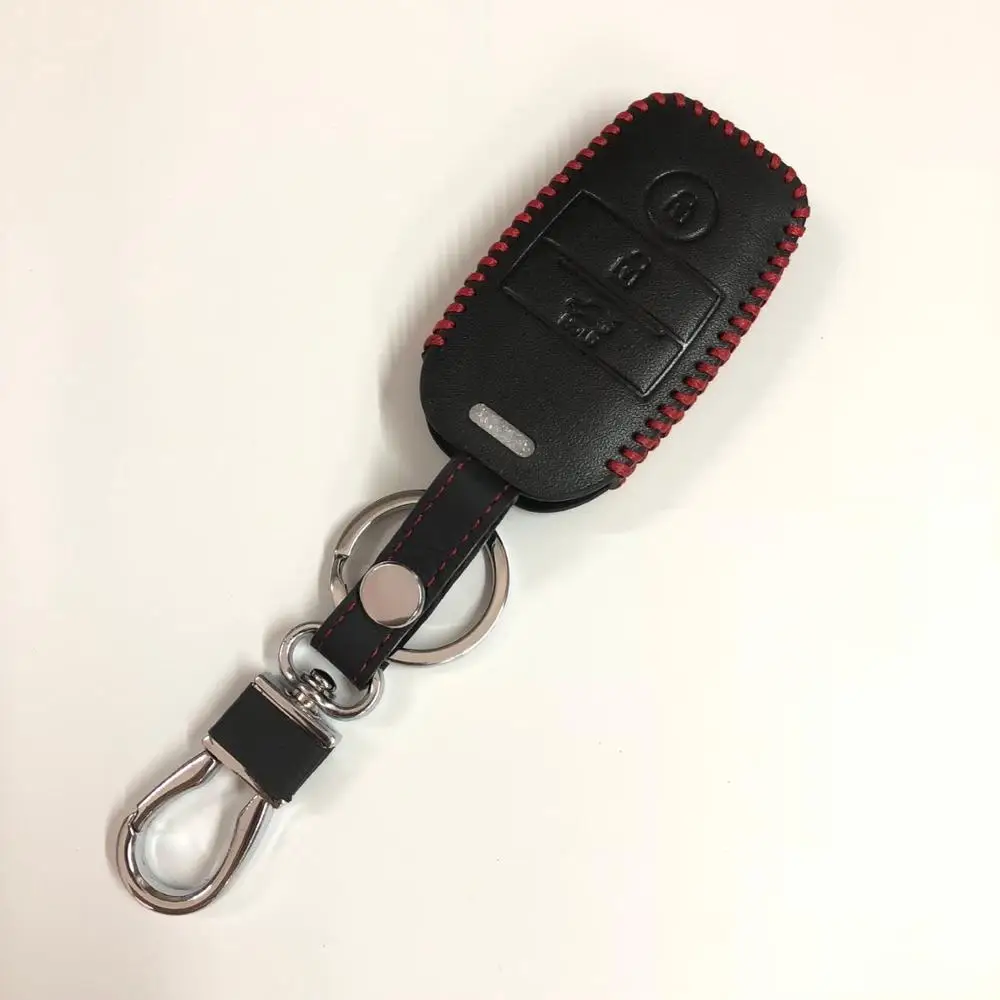 E red thread Кожаный чехол для ключей автомобиля для Kia Picanto Sportage R Rio K2 K3 K5 K4 Cerato Soul Forte SORENTO Carens Ceed Mohave OPTIMA CADENZA KX3 - Название цвета: E red thread