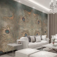 3d high quality modern fashion photo wallpaper luxury new chinese style peacock feather wallpaper for living room bedroom tv set
