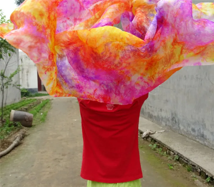 Бесплатная доставка чистый шелк галстук краска цветочный танец живота шелковая