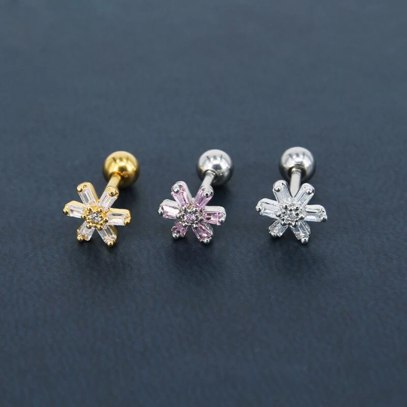 

2018 Newest Hot Sale 16 gauge Stainless Steel Zircon Tragus Helix Cartilage Piercing Earring