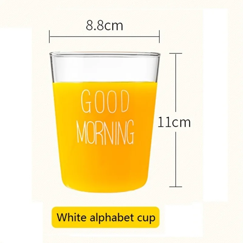 White alphabet cup 1 шт., милая стеклянная чашка для завтрака, кофе, чая, молока, йогурта, кружка, креативная кружка с хорошим утренним днем, подарки, 400 мл - Цвет: White alphabet cup
