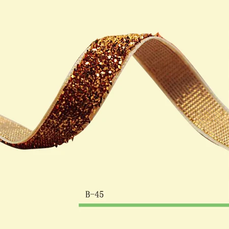 Эластичная оранжевая металлическая бархатная лента Блестящая 3/8 &quotэластичная