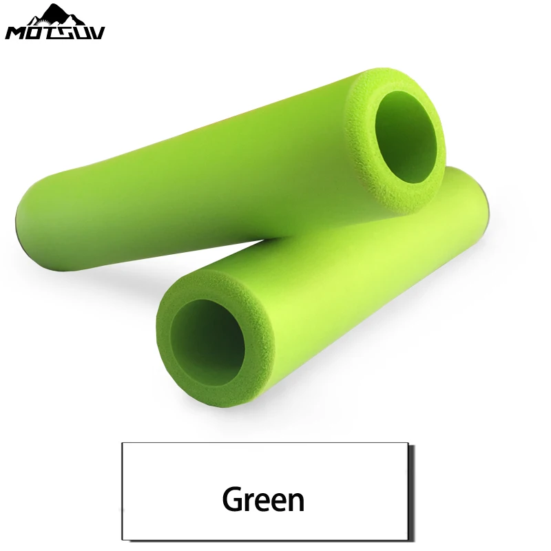 green Сверхлегкие ручки для руля велосипеда из силиконового материала, руль для горного велосипеда высокой плотности, нескользящий чехол для велосипедной ручки - Цвет: green