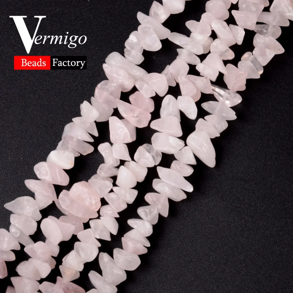 

3-5-8-12mm Natural Stone Rose Quartzs Irregular Chip Gravel Beads For Jewelry Making 16inches Diy Bracelet Necklace Jewellery