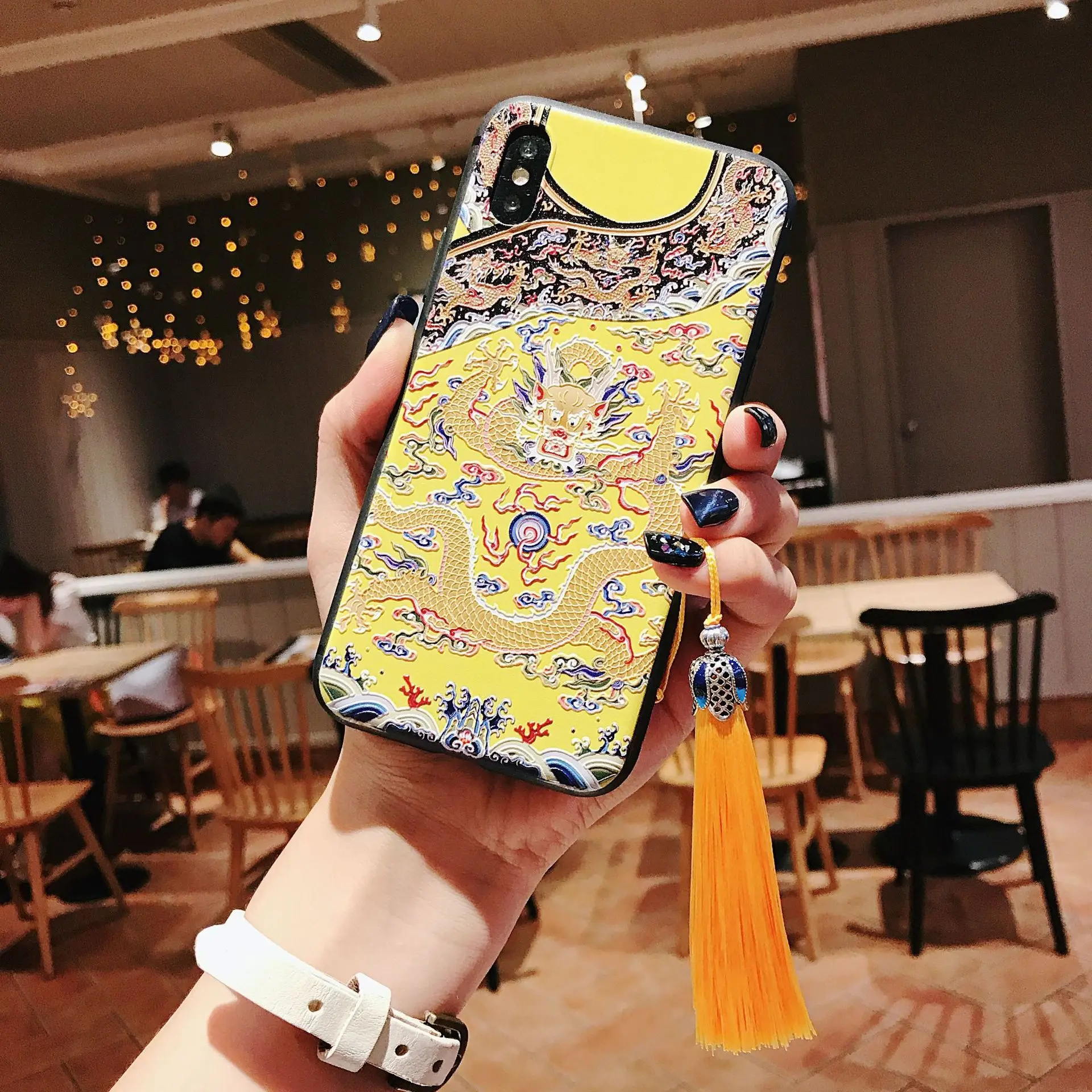 10 Китайский стиль тисненый чехол для телефона с кисточкой для iPhone 11 Pro Max XS MAX XR мягкая задняя крышка для iPhone X 8 7 6S 6 Plus Coque - Цвет: 10
