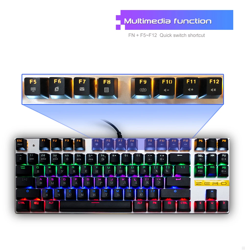 Игровая механическая клавиатура светодиодный подсветка синий красный черный переключатель оси игровая клавиатура Metoo ZERO 104/87 клавиша электронная Спортивная клавиатура