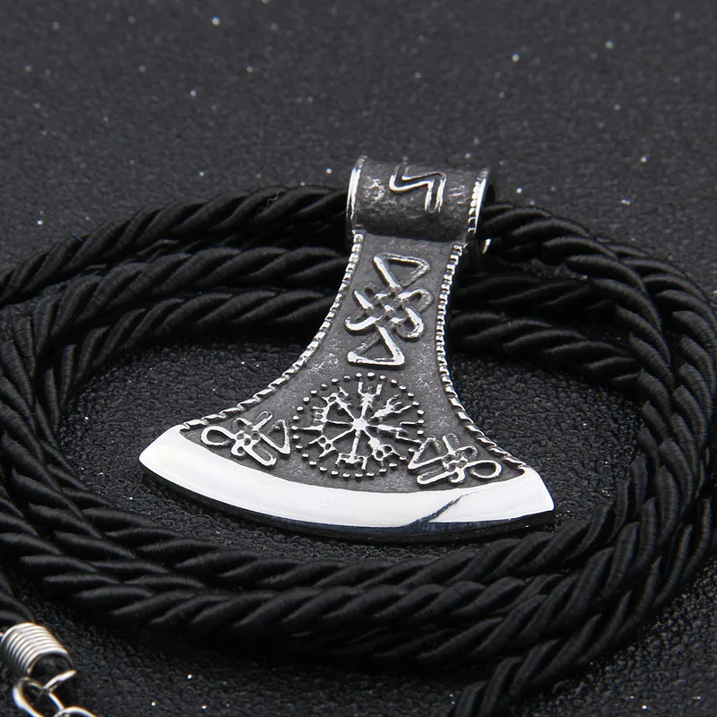 cotton necklace Прямая поставка из нержавеющей стали Viking ax кулон ручной работы кожаный браслет для мужчин подарок - Окраска металла: cotton necklace