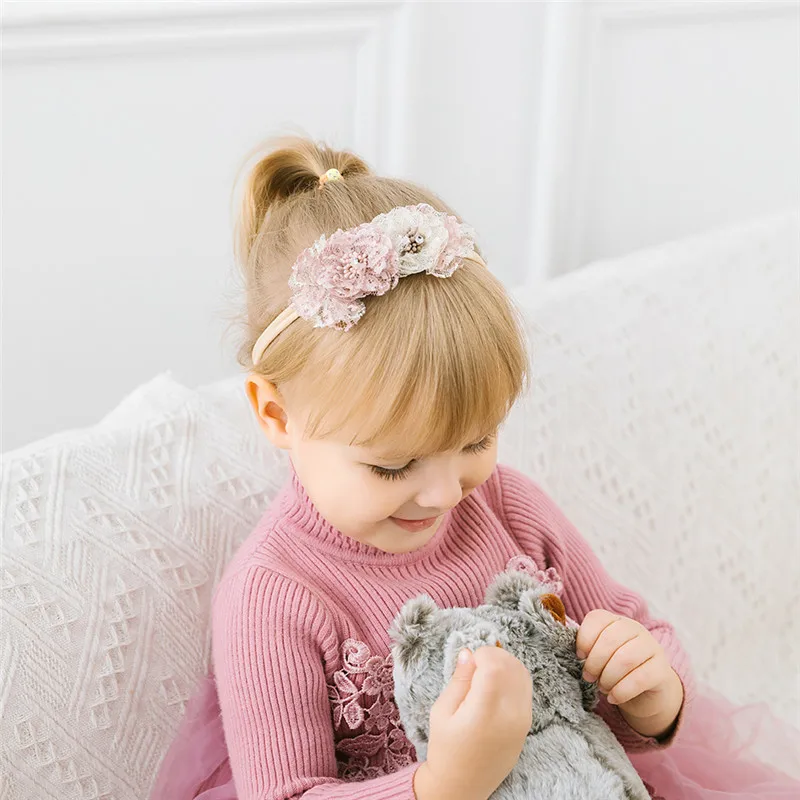 

Elegant Elastic Hairband Children Hair Wear For Kids Head Band Flower Headband Baby Customized Hair Accessories For Girls