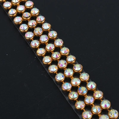 Стразы SS8 стразы горячей фиксации 3 ряда сетка с серебристым алюминиевым