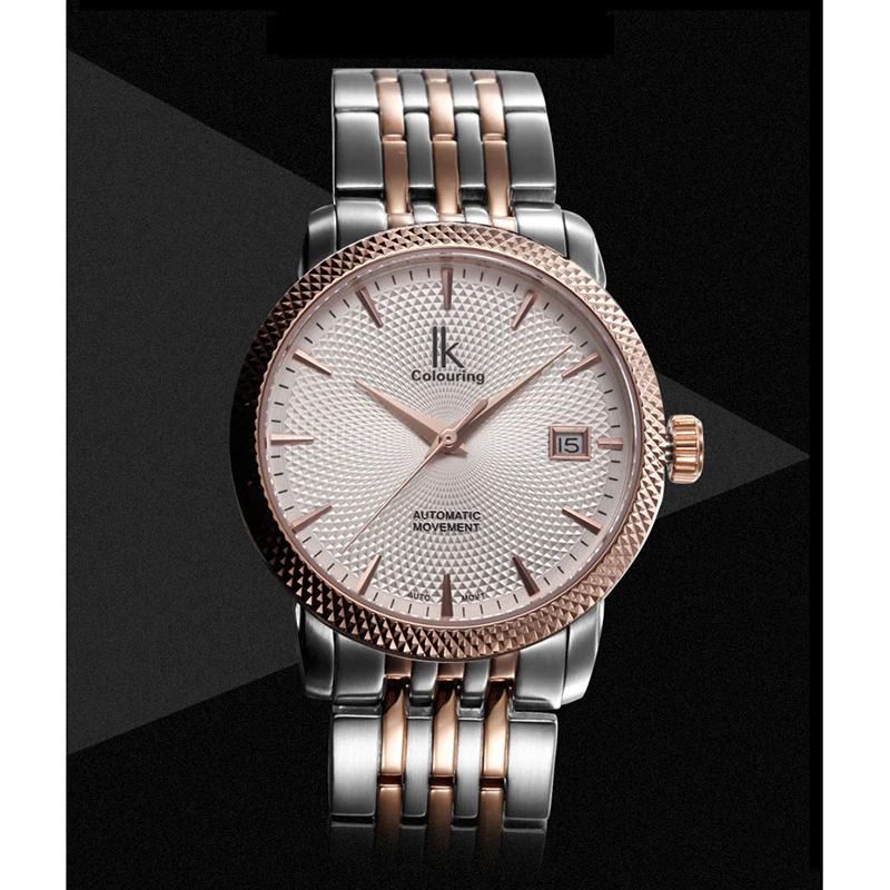 Мужские автоматические водонепроницаемые часы с браслетом из нержавеющей