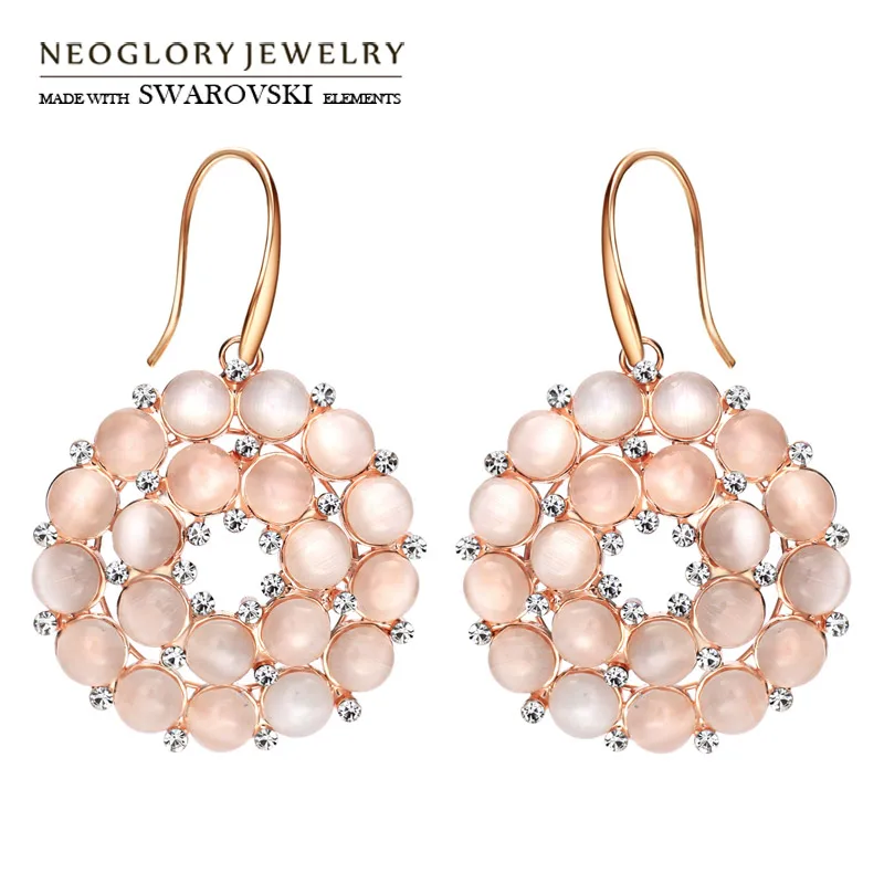 Neoglory Австрия Стразы и опал длинные серьги круглые бусины винтажные стильные