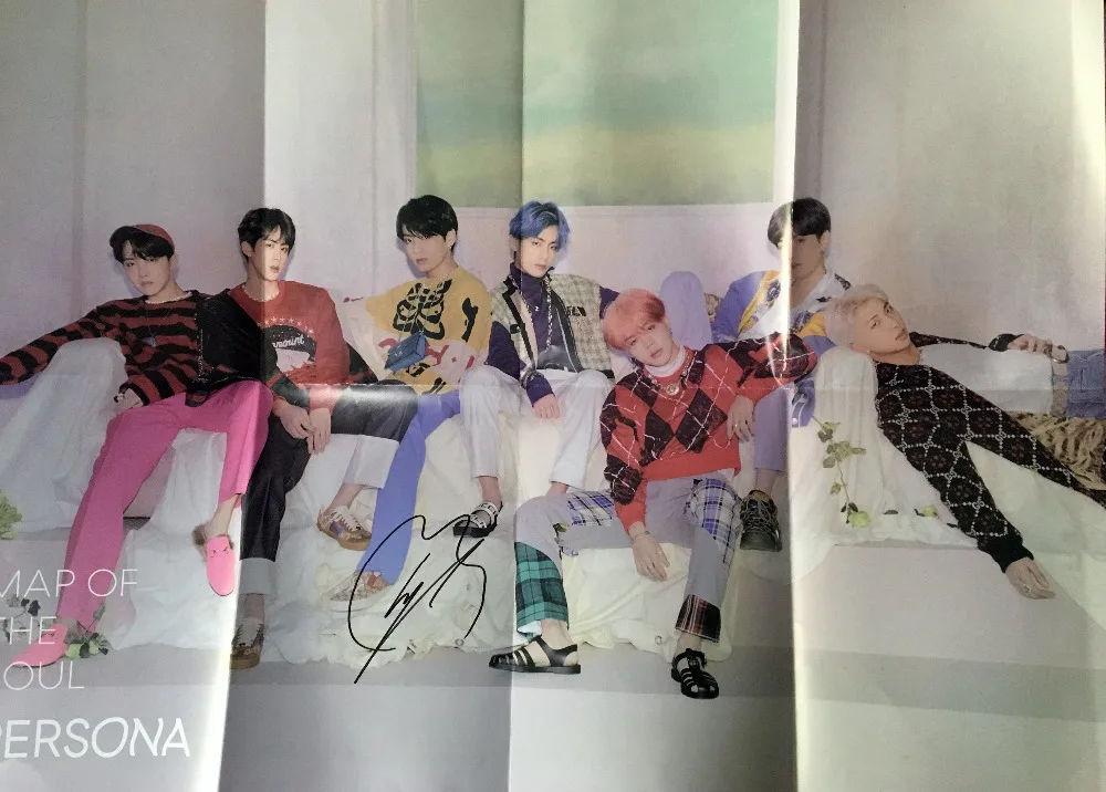Ручной подписанный Bangtan мальчики с автографом 4-й альбом карта душа: PERSONA CD+ Фотокнига+ подписанный плакат K-POP
