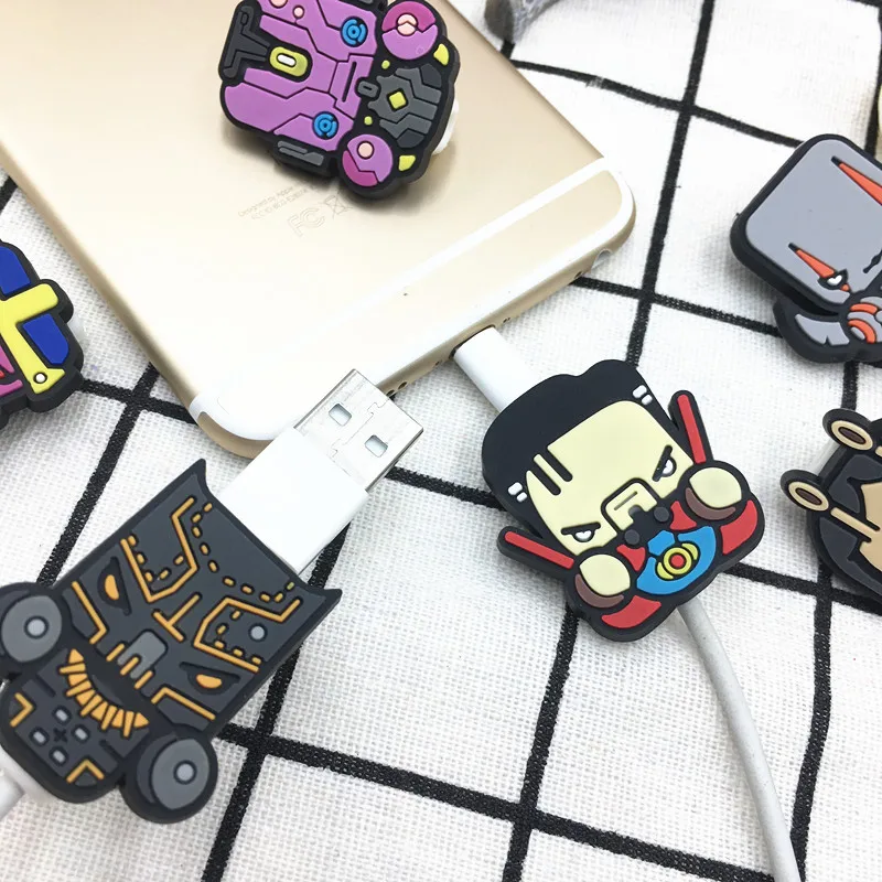 2 шт мультфильм USB кабель протектор для iPhone 6 7 8 управление Органайзер линии