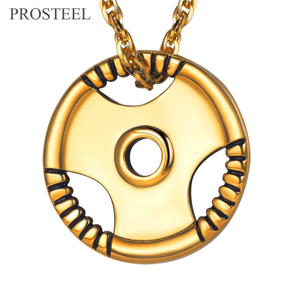 PROSTEEL титана из нержавеющей стали Мужчины гантели кулон фитнес штангой ожерелье 3