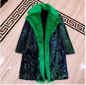green Яркий Синий Зеленый Блестки Тонкий мужской пиджак мигающий костюм DS DJ мужчины певица шоу куртка бар вечерние Роскошные праздновать наряд - Цвет: green