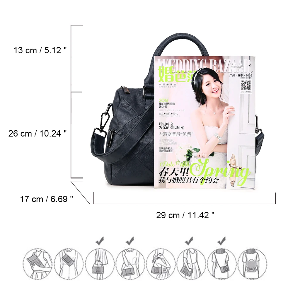 Женская сумка из натуральной коровьей кожи Бостонская Высококачественная