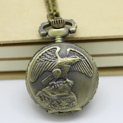 (3003) 12 шт./лот Винтажный стиль FLY Eagle Lady женское ожерелье карманные часы Кварцевый