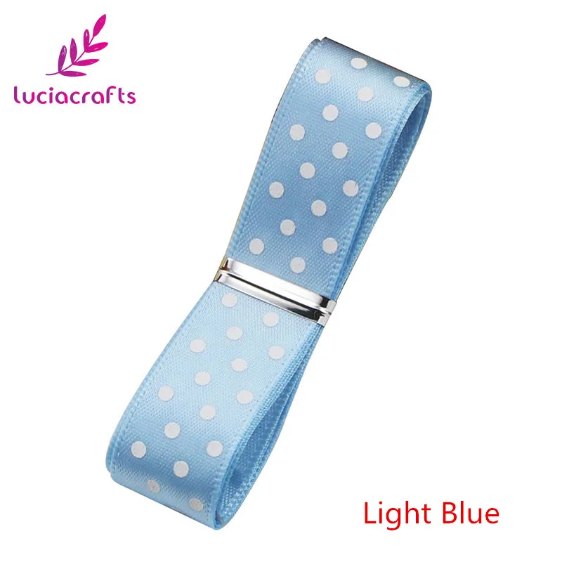 Light Blue 5 yards 15 мм разные цвета на выбор, атласная Рождественская лента в горошек, аксессуары для шитья и банта для волос, 5 ярдов/18 ярдов T0312 - Цвет: Light Blue 5 yards