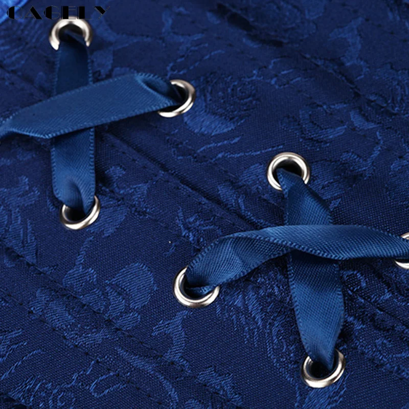 Темно-синий корсетный топ из кареточной ткани с цветочным принтом Бюстье на