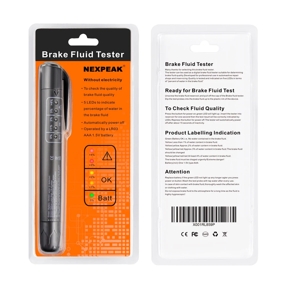 Тестер тормозной жидкости 5 светодиодный контроль качества масла ручка тестер
