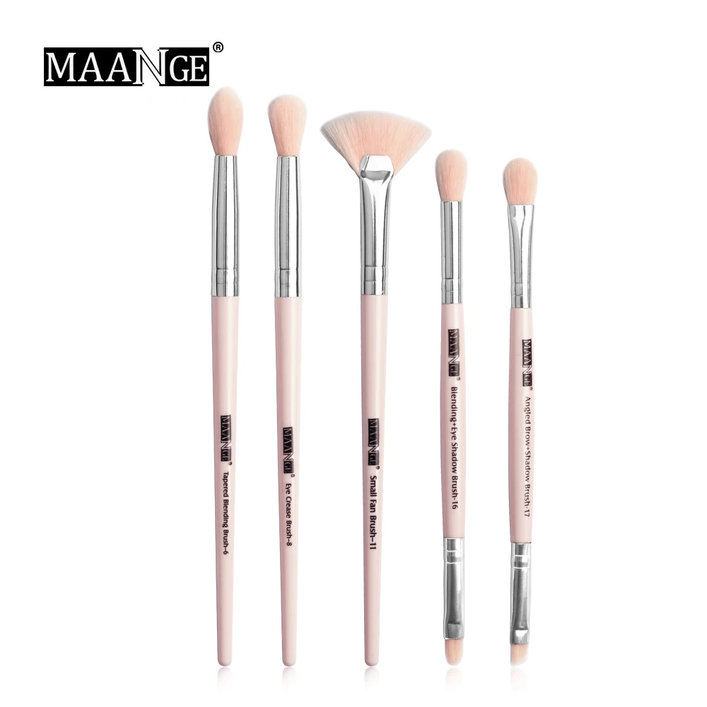 Pink MAANGE Pro кисти для макияжа для глаз, 12 шт. в наборе, тени для век, кисти для бровей, синтетические волосы, набор кистей для макияжа, инструмент для красоты - Handle Color: Pink
