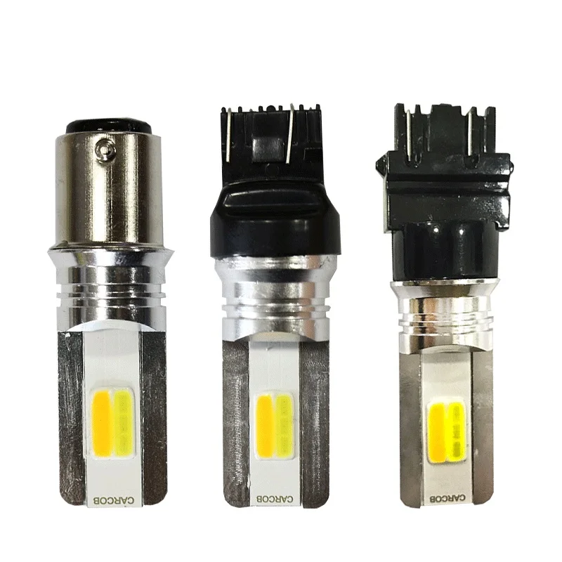 2 шт. светодиодный T20 7443 BAY15D светодиодный лампы 1157 P21/5 Вт R5W T25 3157 COB для автомобильных фар автомобиля светодиодный светильник белый янтарь двойной цвет 12V