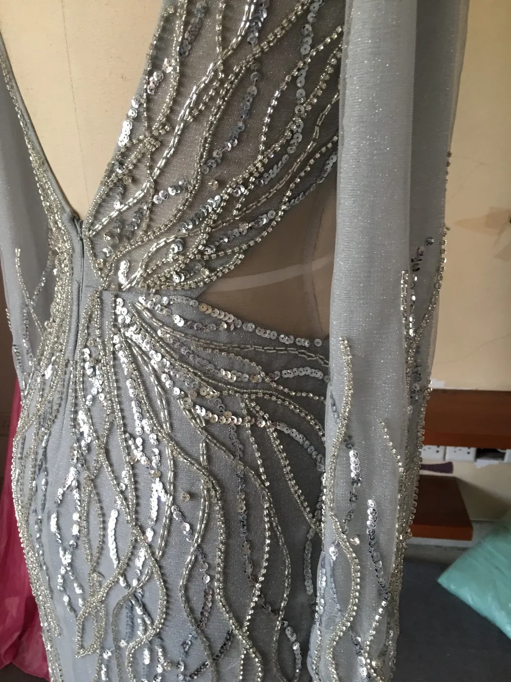 CloverBridal lange armel silberperlen festliche kleider abendkleider, роскошное вечернее платье с длинными рукавами и серебряными камнями