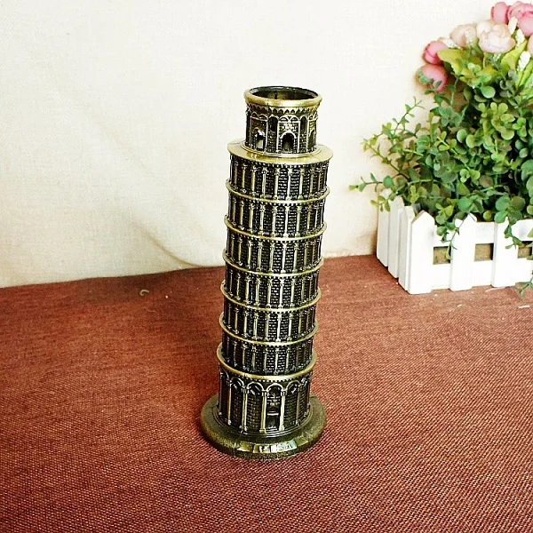 Leaning Tower big Металлическая 3D мировая великая ориентир архитектура пирамиды отель парус Бурдж халифа и т. Д. Металлическая фигурка Строительная модель для домашнего декора - Цвет: Leaning Tower big