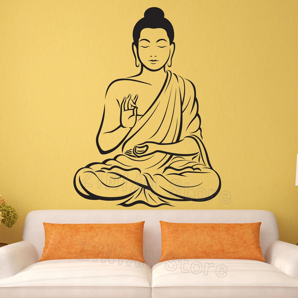 

Buddha Wall Stickers Bedroom Decor Removable Om Decals Yoga Buddha Statue Art Religious Wall Stickers Wallpaper Z379