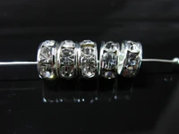50 rhinestone rondelle spacers beads 8mm