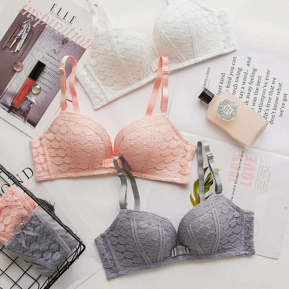 Женский кружевной комплект нижнего белья бесшовный бюстгальтер пуш-ап без