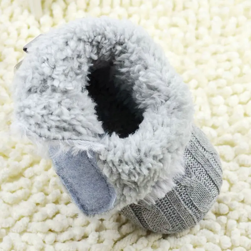 

Winter Baby Boys Girls Warm First Walkers Ankle Snow Boots Infant Crochet Knit Fleece Baby Shoes